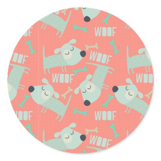 Woof Dogs and Bones Classic Round Sticker
