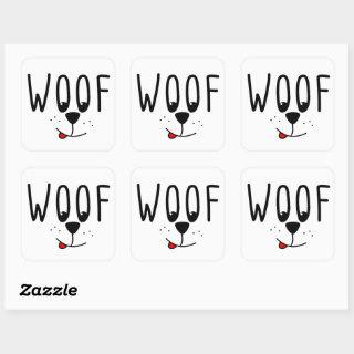 Woof! Pet Lovers Cute Puppy Dog Cartoon Gift Square Sticker
