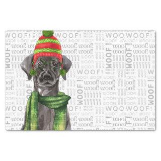 Woof Word Art and Christmas Black Labrador Tissue Paper