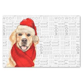 Woof Word Art and Christmas Golden Retriever Dog Tissue Paper