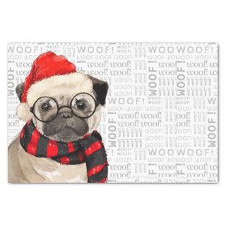Woof Word Art and Christmas Pug Lover Tissue Paper