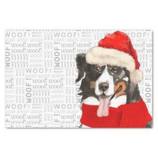 Woof Word Art and Festive Bernese Mountain Dog Tissue Paper