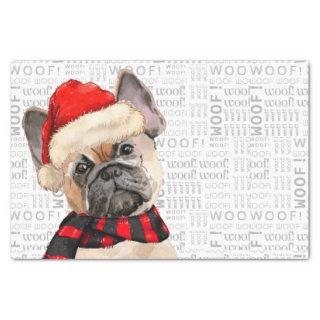 Woof Word Art and French Bulldog Christmas Tissue Paper