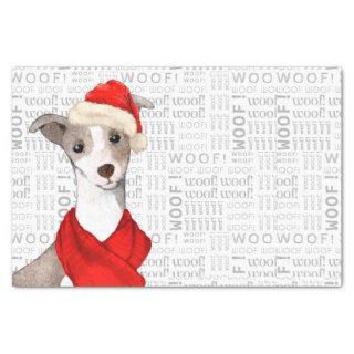Woof Word Art and Italian Greyhound Christmas Tissue Paper