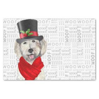 Woof Word Art and Yellow Labradoodle Dog Christmas Tissue Paper