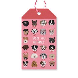 Woof You Be Mine Dog Face Pattern Gift Tags