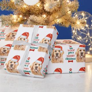Woof You Merry Christmas Cute Dog Golden Retriever