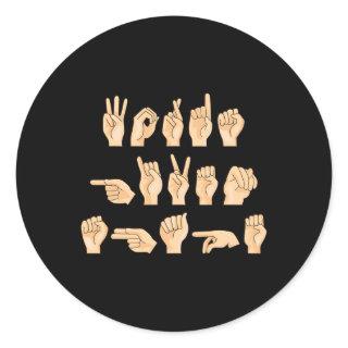 Words Given Shape American Sign Language 1  Classic Round Sticker