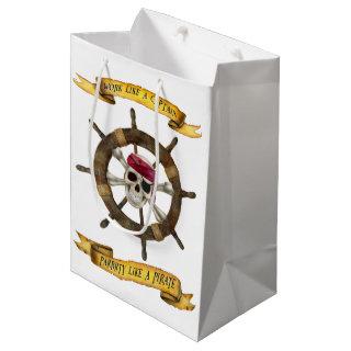 Work Like a Captain Party Like a Pirate Medium Gift Bag