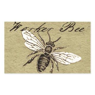 Worker Bee Insect Illustration Rectangular Sticker