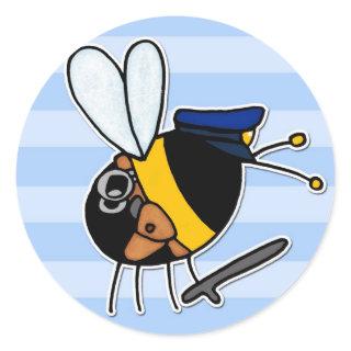 worker bee - police officer classic round sticker