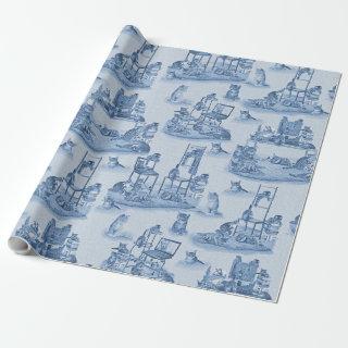 Working from Home with my Cats two-tone Delft Blue