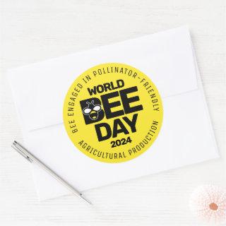 World Bee Day Yellow Black Pollinator Classic Round Sticker