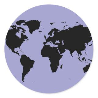 world black graphic map classic round sticker