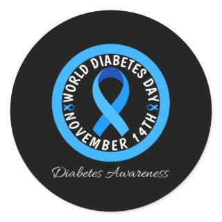 World Diabetes Day 2023 Type 1 Type 2 Diabetes Awa Classic Round Sticker