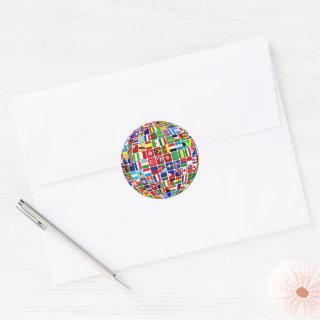 World Flags Globe, International, Classic Round St Classic Round Sticker