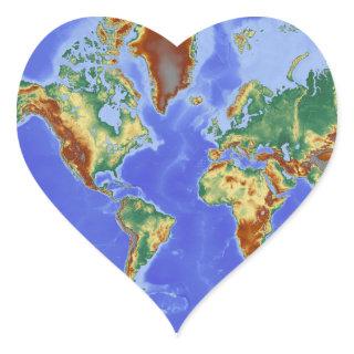 World Geographic International Map Heart Sticker