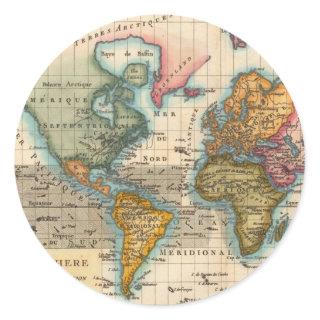 World Map 1700s Antique  Classic Round Sticker