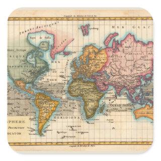 World Map 1700s Antique  Square Sticker