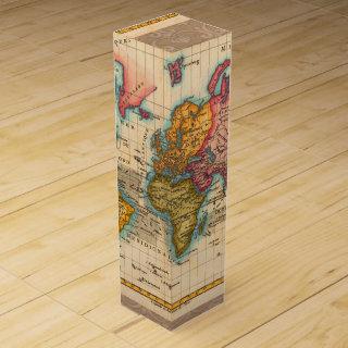World Map 1700s Antique  Wine Gift Box