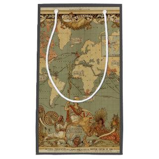 World Map Antique 1886 Illustrated Small Gift Bag