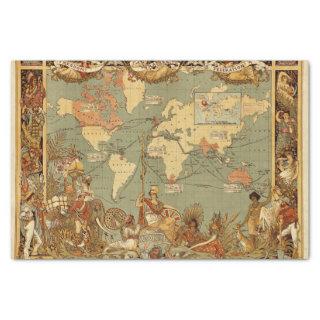 World Map Antique 1886 Illustrated Tissue Paper