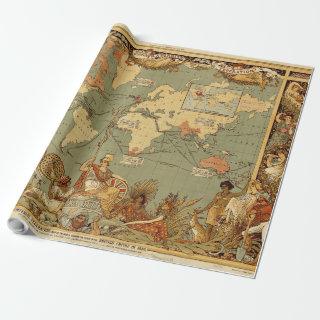 World Map Antique 1886 Illustrated