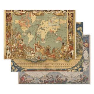 World Map Antique 1886 Illustrated  Sheets