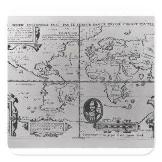 World Map detailing the Expeditions Square Sticker