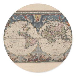 World Map Globe Travel Antique Classic Round Sticker