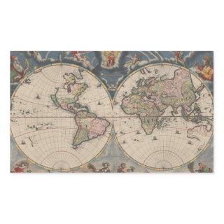 World Map Globe Travel Antique Rectangular Sticker