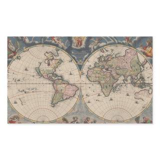 World Map Globe Travel Antique Rectangular Sticker