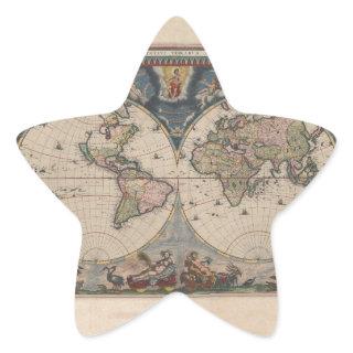 World Map Globe Travel Antique Star Sticker