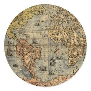 World Map Vintage Historical Atlas Classic Round Sticker