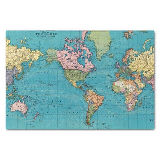 World, Mercator's Projection Tissue Paper
