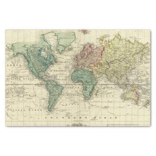 World on Mercators Projection Tissue Paper