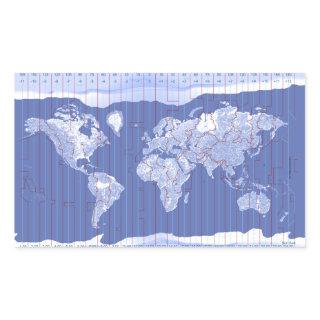 World Time Zones Map Rectangular Sticker