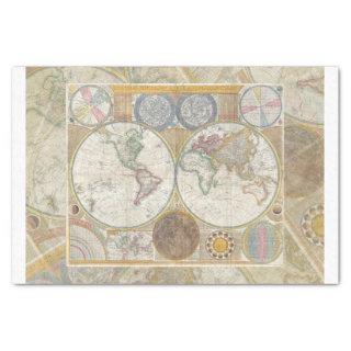 World Travel Map Antique Vintage Tissue Paper