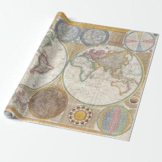 World Travel Map Antique Vintage