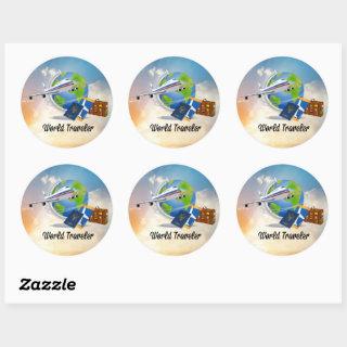 World Traveler, Design 2, Classic Round Sticker