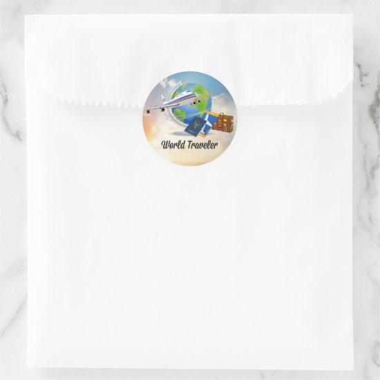 World Traveler, Design 2 Classic Round Sticker