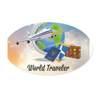 World Traveler, Design 2 Oval Sticker