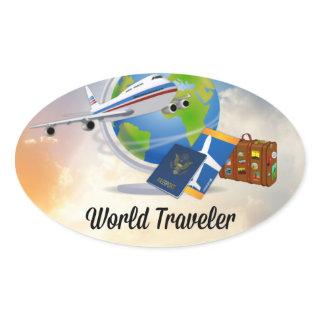 World Traveler, Design 2 Oval Sticker