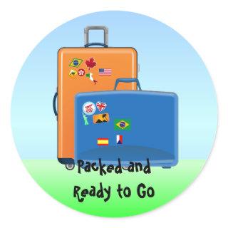 World Traveler, Packed and Ready to Go, Luggage Classic Round Sticker