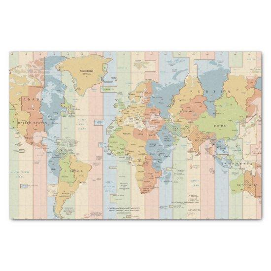 World Traveler Time Zones of Europe and Africa Tissue Paper