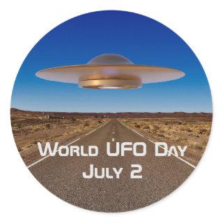 World UFO Day Classic Round Sticker