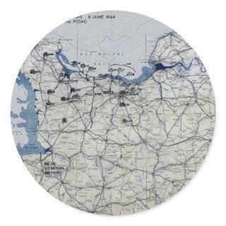 World War II D-Day Map June 6, 1944 Classic Round Sticker