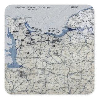 World War II D-Day Map June 6, 1944 Square Sticker