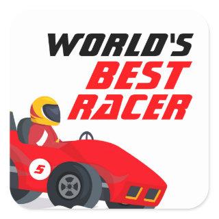 World's Best Racer Race Car Birthday Party Square Sticker