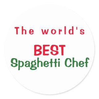 World's Best Spaghetti Chef   -  red white green Classic Round Sticker